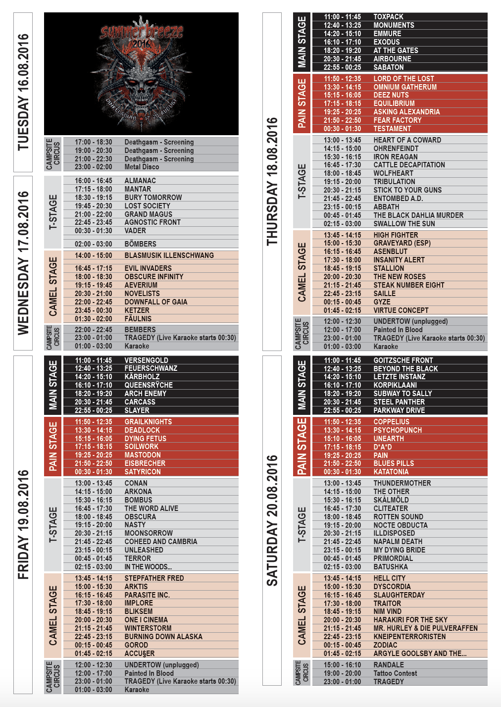 Running Order updated Summer Breeze