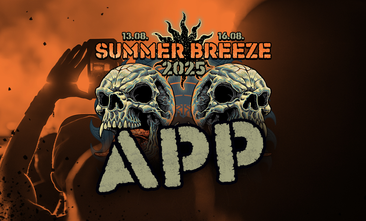 News image of the Summer Breeze app with the annual logo. Festival impressions in the background.