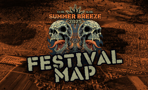 Newsbild des Festival-Geländeplans mit dem Jahreslogo. Im Hintergrund ein Ausschnitt des Festivalgeländes.
